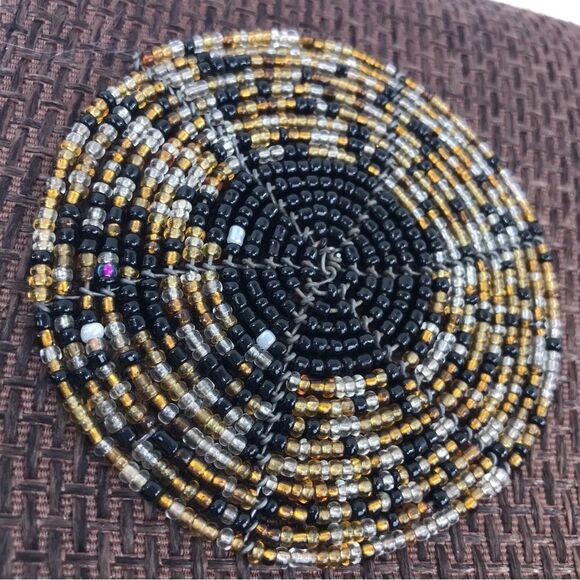 Boutique Brown Burlap and Bead Medallion Summer Envelope Clutch Bag NWOT - Picture 13 of 14